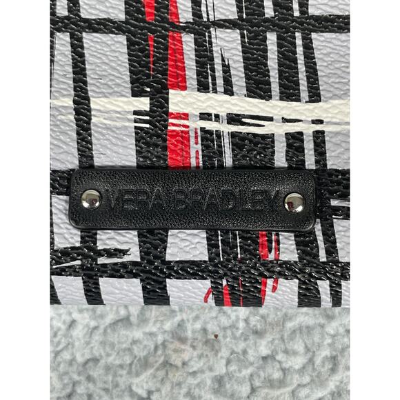 Vera Bradley Wallet Zip Around Faux Pebbled Leather Gray Black Red - Picture 3 of 7